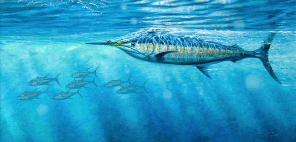 "Snapping the Teaser" - Blue Marlin  -  Original Painting SOLD