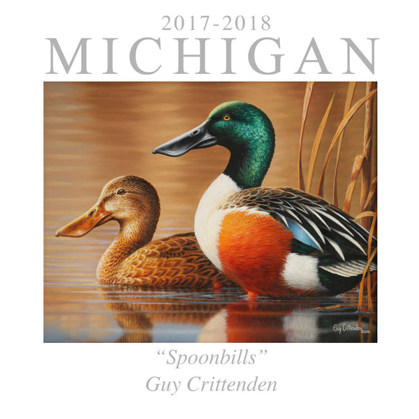 2017 Michigan Duck Stamp Print - "Spoonbills"
