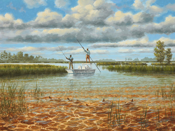 "Spotting Tails" -  Redfish Anglers - SOLD