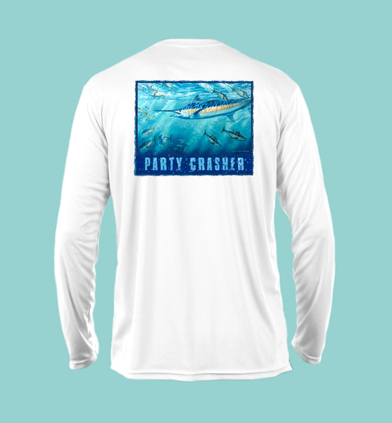 Outrigger Performance Offshore Fishing Shirt  - White Long Sleeve  -  "Party Crasher"